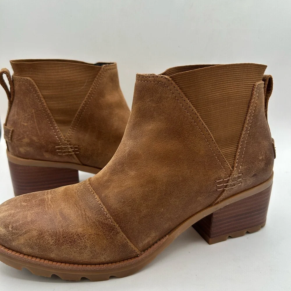 Sorel Women's Size 8 Cate Chelsea Bootie Waterproof Leather Brown Rain Boot - Picture 5 of 10